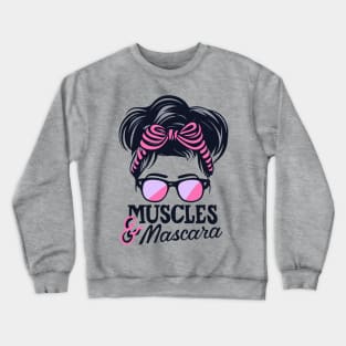 "Muscles and Mascara Chic Silhouette" - Funny Ladies Workout Fitness Crewneck Sweatshirt